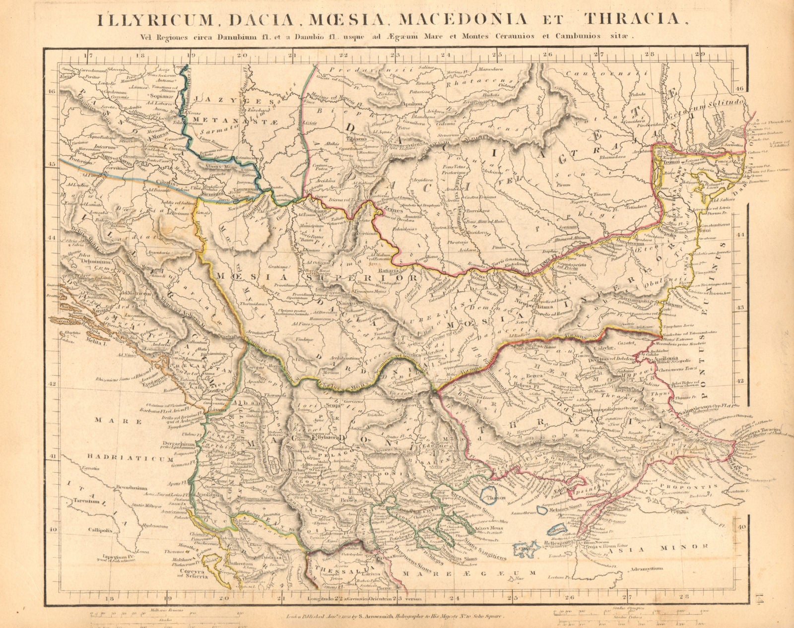 ANCIENT ROMAN BALKANS. Illyricum Dacia Moesia Macedonia. ARROWSMITH 1828 map